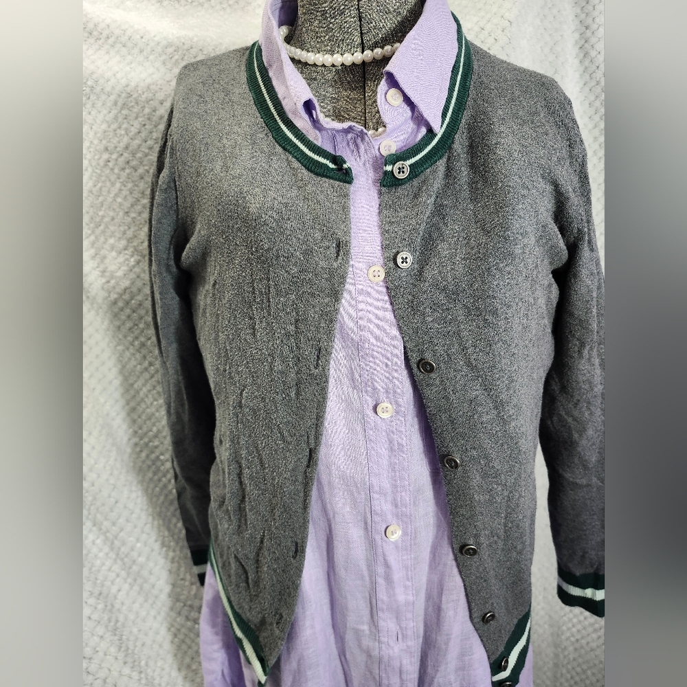 Andy & Evan Gray Cardigan with Green Trim